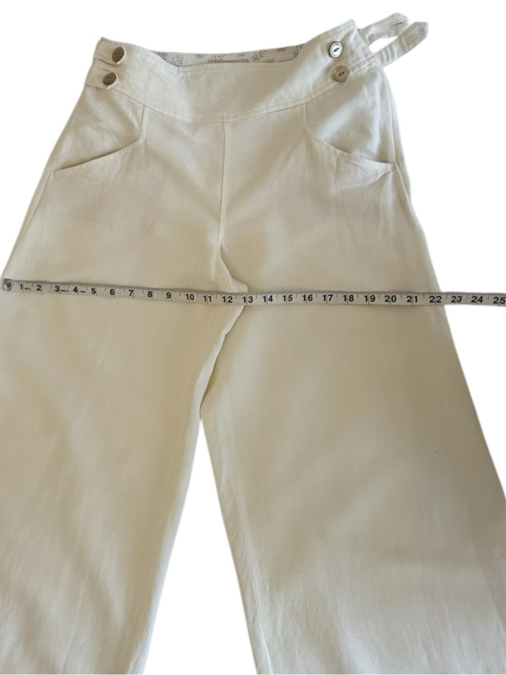 Anthropologie Elevenses Off White Linen Rayon Wide Leg Pants 4 Minimalist Chic - Picture 12 of 13